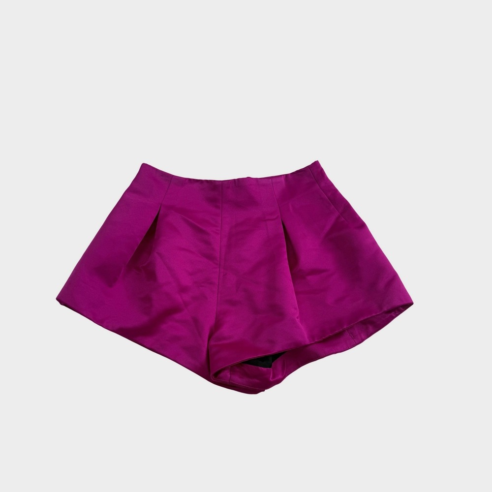 Zara Shorts Womens M Pink Satin Pleated High Rise Mini Skort